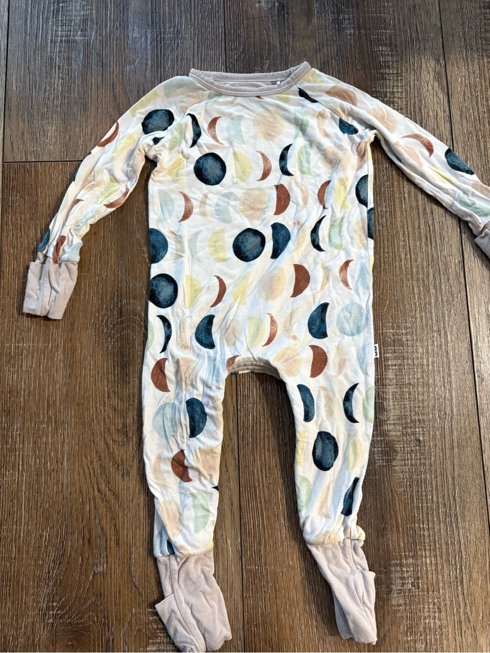 3-6 months little Sleepies Cream Footed One-Piece with Multi Moon Print bamboo